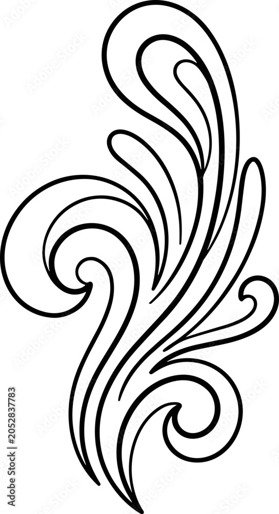 Fototapeta premium Elegant Swirl Flourish - Black and White Decorative Element