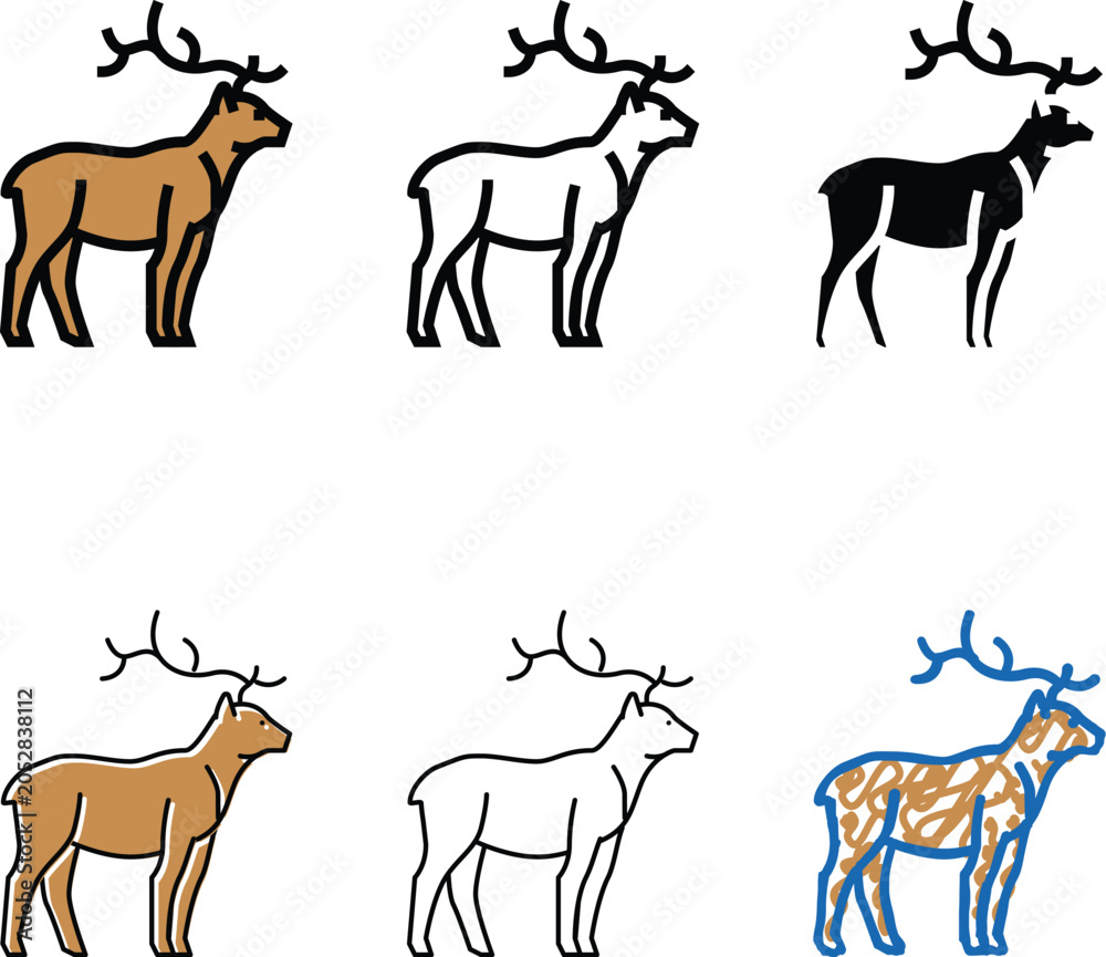 Fototapeta premium deer animal in zoo color icon stylized vector. deer animal in zoo sign. isolated symbol