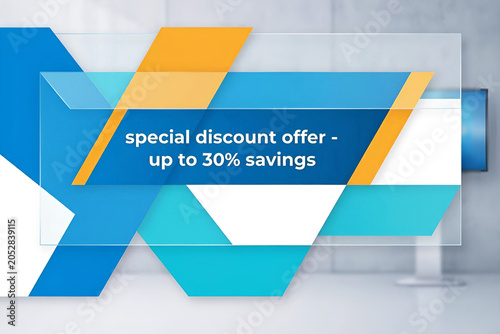 Special Discount Offer Banner with Abstract Geometric Shapes.