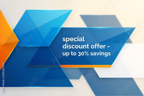 Special Discount Offer Banner with Abstract Geometric Shapes.
