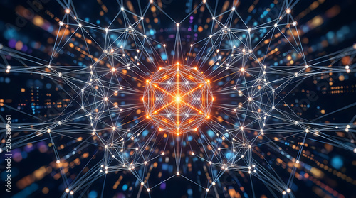 Network connection visualization with glowing nodes and lines