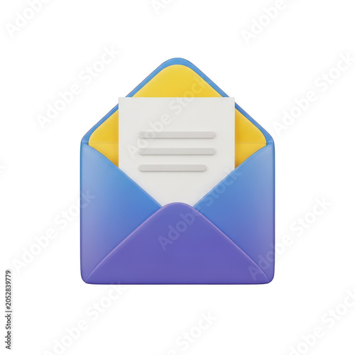 Vibrant purple envelope with a yellow paper corner peeking out
