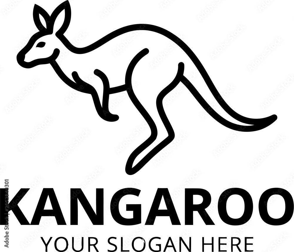 Fototapeta premium Black kangaroo logo with text