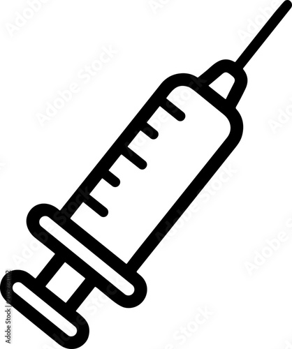 Hand-drawn syringe icon, medical injection symbol, simple doodle illustration