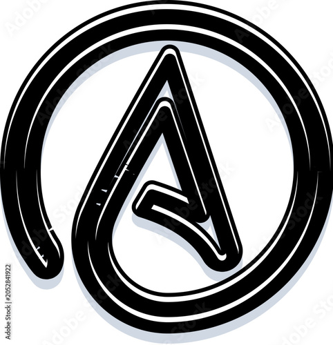 Fotografie Atheism symbol illustrating the capital letter a inside a spiraling circle, repr