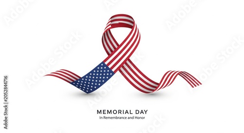 Patriotic US Flag Ribbon for Memorial Day Poster