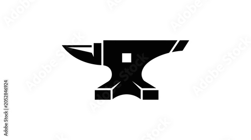 Black silhouette of a blacksmith anvil on a white background