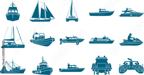 Maritime vessel and boat collection including yachts sailboats and commercial fishing ships