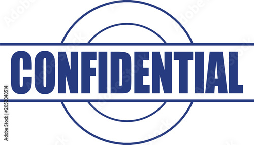 Konstfotografi A bold blue confidential stamp signifying highly sensitive and private informati