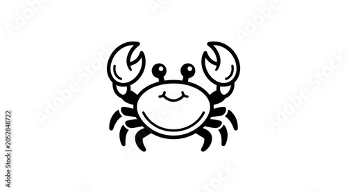 Simple black and white cartoon crab illustration