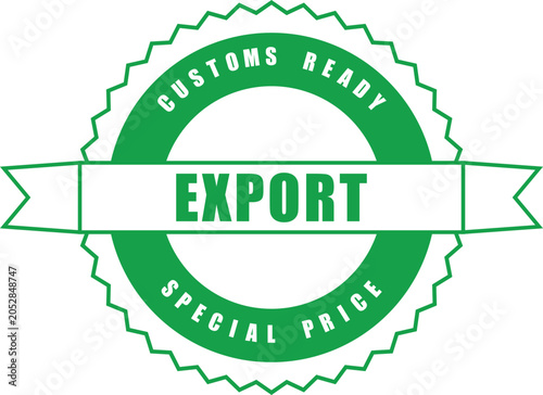 Obraz na plátně A green vector stamp seal indicating customs readiness for export with a special