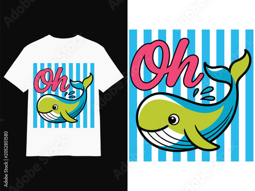 Oh Whale Funny Summer T Shirt Design Cute Ocean Cartoon Illustration Typography Tshirt Poster Mug Hoodie Quotes