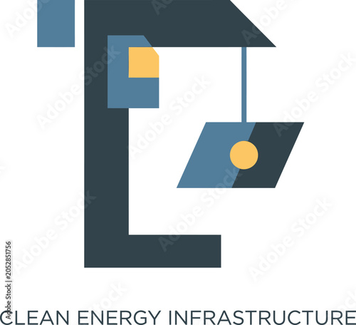 Clean energy infrastructure logo with geometric shapes and colors