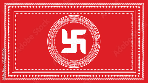 Traditional Indian spiritual swastika icon with decorative border vector