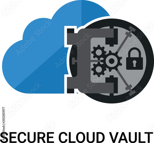 Secure cloud vault with lock and gears