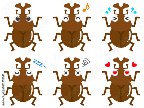 カブトムシのイラスト素材セット5