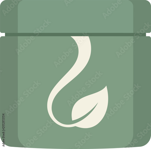 A green jar with a leafy white logo on the front
