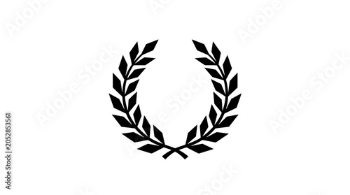 Minimalist black laurel wreath vector icon on white background