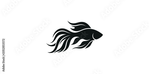 Minimalist Betta Fish Silhouette Vector Illustration