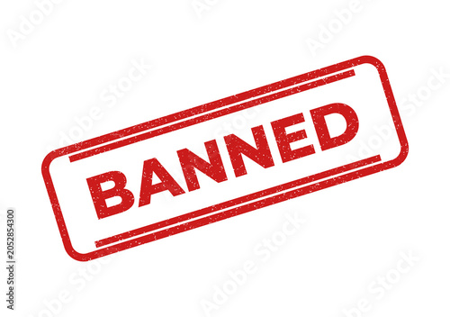Red banned stamp on transparent background