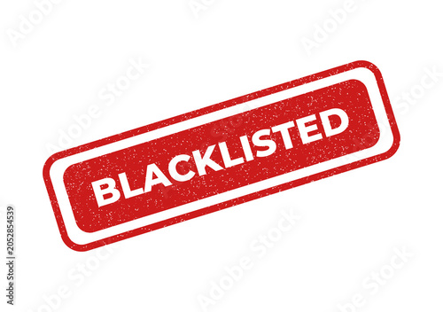 Obraz na płótnie Red blacklisted stamp on white background