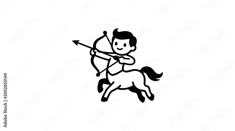 Fototapeta premium Hand drawn mythical centaur warrior with bow and arrow silhouette