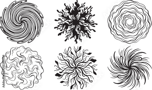 Cuadro en lienzo Abstract Psychedelic Vortex and Swirl Vector Element Pack with Hand Drawn Ink Te
