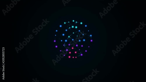 Abstract Digital Sphere Network Motion Design Video with Glowing Plexus Particles; Perfect for Corporate Presentation Background, Tech Website Hero Header, and Motion Graphic Templates