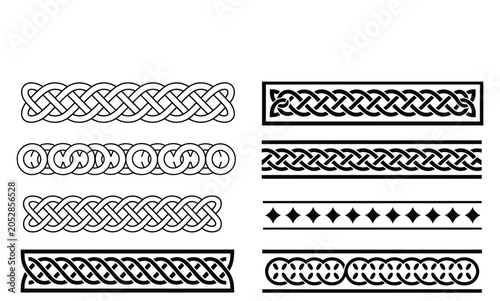 Braid border set decorative braided line patterns intricate knot borders ornamental vintage frames classic artwork graphic design 