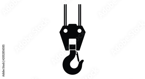 Принти на полотні Crane Hook Silhouette On White Background Industrial Lifting Equipment