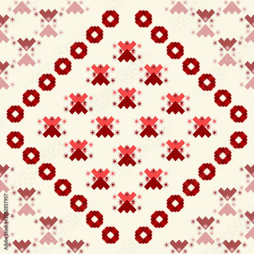 Red Scandinavian Folk Seamless Pattern Background, textile print, nordic style, clothes, cushion and abstract folk 
