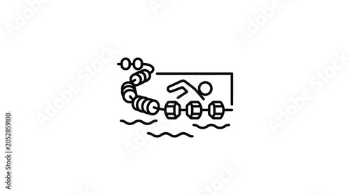 Swimmer doing crawl stroke in pool lane icon.