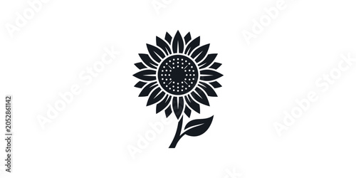 Minimalist Sunflower Silhouette Vector Icon