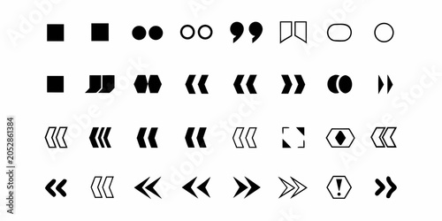Foto Quotation mark grid with geometric shapes black and white flat icons