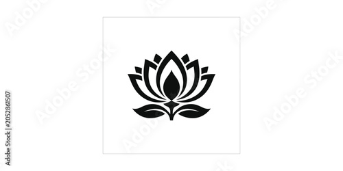 Minimalist Black Lotus Flower Vector Icon Design