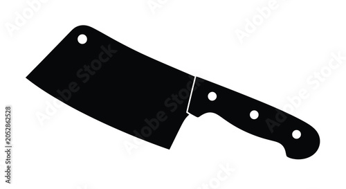 Schilderij op canvas Cleaver Knife Silhouette On White Background Minimalist Kitchen Utensil