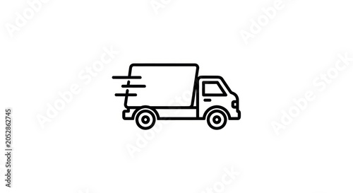 Simple line drawing delivery truck icon.