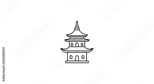 Traditional Asian Pagoda Architecture Icon.