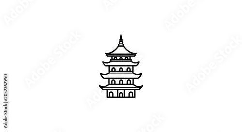 Traditional Asian Pagoda Tower Icon.