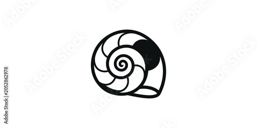 Spiral Shell Icon Black and White