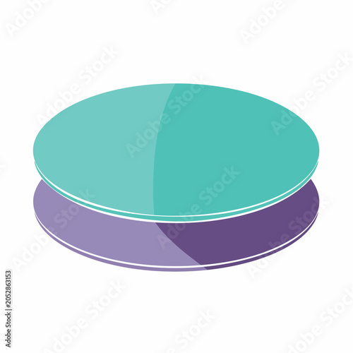 Abstract Geometric Shapes: Teal and Purple Circles with Shadow