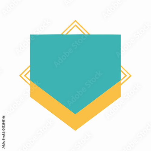 Abstract Geometric Shape with Teal and Yellow Colors