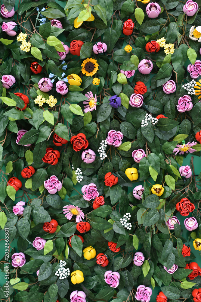 Naklejka premium Background with Lego flowers