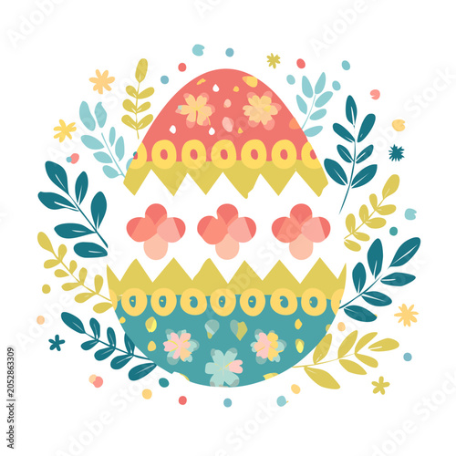 Decorative Easter egg with floral and leaf elements