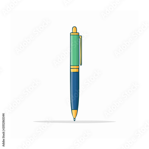 Flat design illustration of a blue and green pen