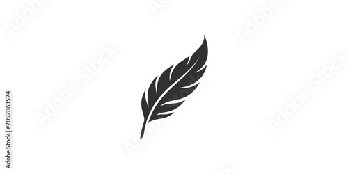 Black Feather Silhouette Icon on White Background