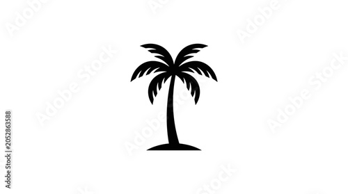 Simple black silhouette icon of a single palm tree on white background