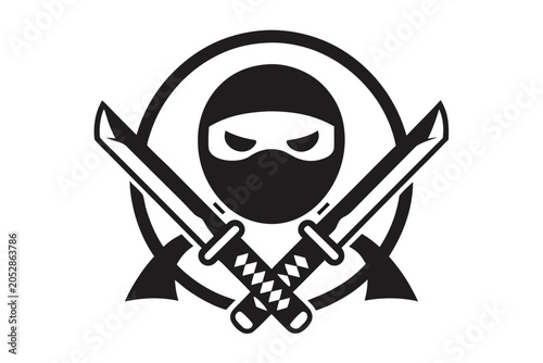 Foto Agility Ninja Character with Twin Blades Dynamic Pose Vector Art