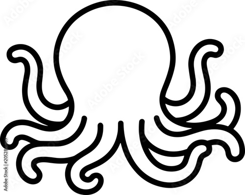 Fotografia Minimalist Octopus Outline Icon - Simple Sea Creature Vector Art