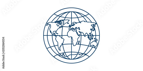 Global Map Outline Earth Sphere World Network Icon
